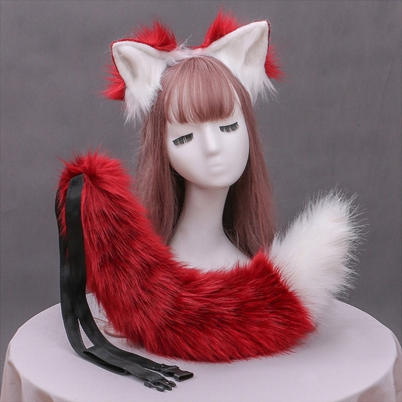 Other Fashion Accessories Creative Simulation Animal Cosplay Props Husky Dog Ears Headband Plush Tail Set Hair for Halloween Christmas 230729