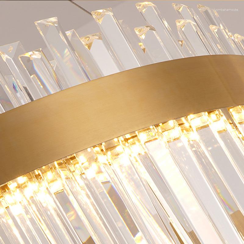 Led Chandeliers 3 Changeable Light Modern Ceiling Chandelier Round Crystal Hanging AC110V 220V Living Room Lamp Warm Home Luminaire