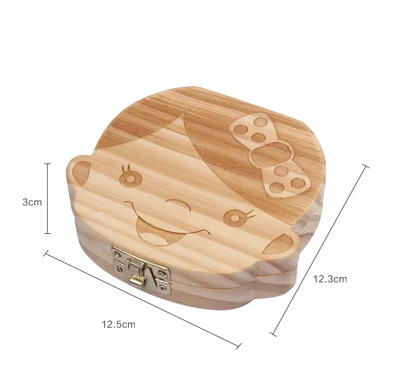 Kids Baby Keepsakes Wood Tooth Fairy Box Save Milk Teeth Organizer Storage Box 2 Styles ZZ