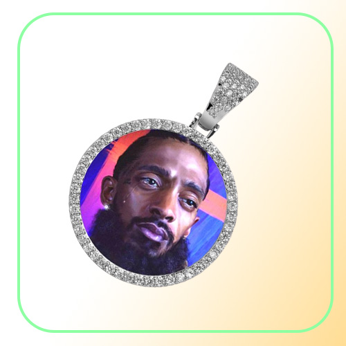 Hip Hop Solid core Iced Out Custom Picture Pendant Necklace with Rope Chain Charm Bling Jewelry For Men Women