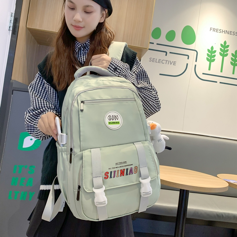 School Bags Women Waterproof Solid Color Nylon Backpack Mochila Laptop Simple Students Fashion Female Schoolbag Rucksack Travel bag 230728