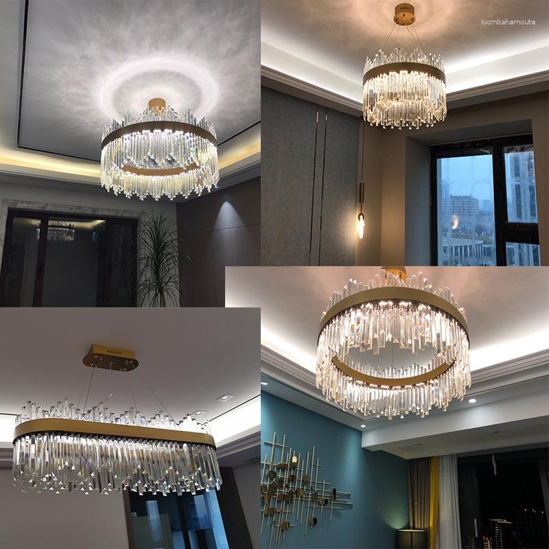 Led Chandeliers 3 Changeable Light Modern Ceiling Chandelier Round Crystal Hanging AC110V 220V Living Room Lamp Warm Home Luminaire