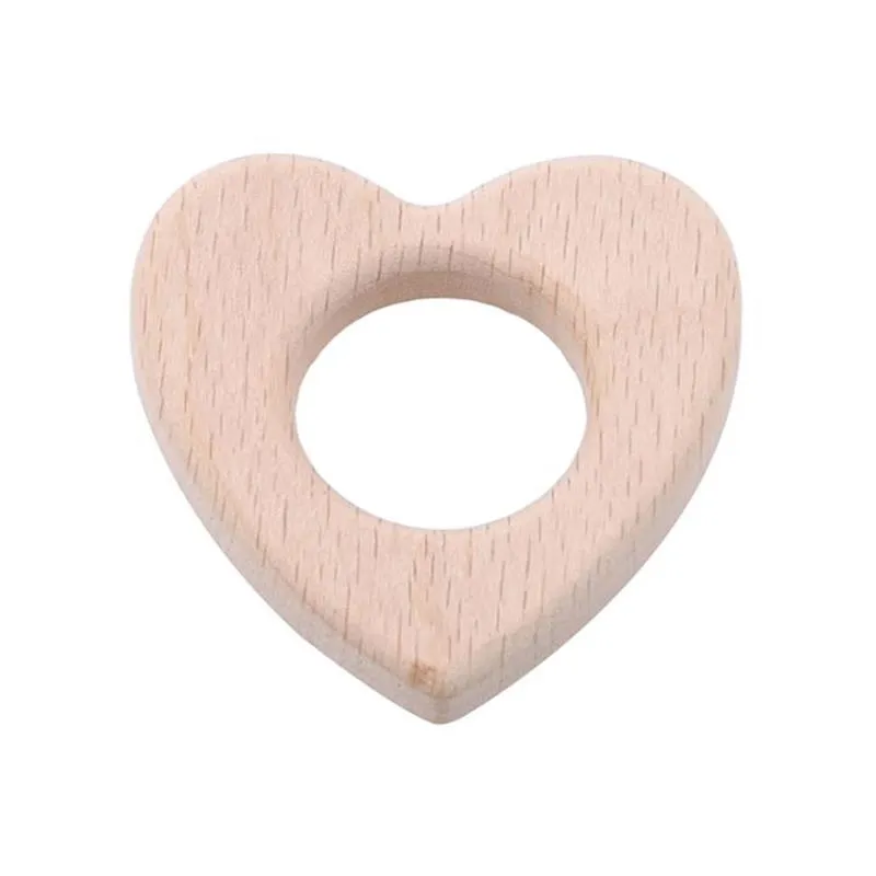Hot Newborn Gift Baby Wood Teether Wooden Soother Heart Shape Teething Toy Organic Baby Toy Baby Pacify TeetherZZ