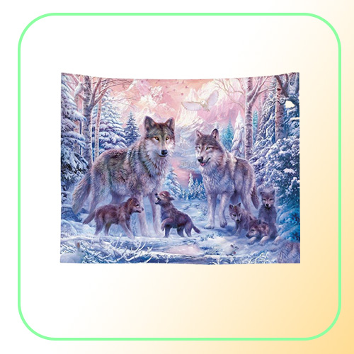 nordic animal wall hanging tapestry decorative wolf cloth home room decor winter farmhouse tenture mural3959841