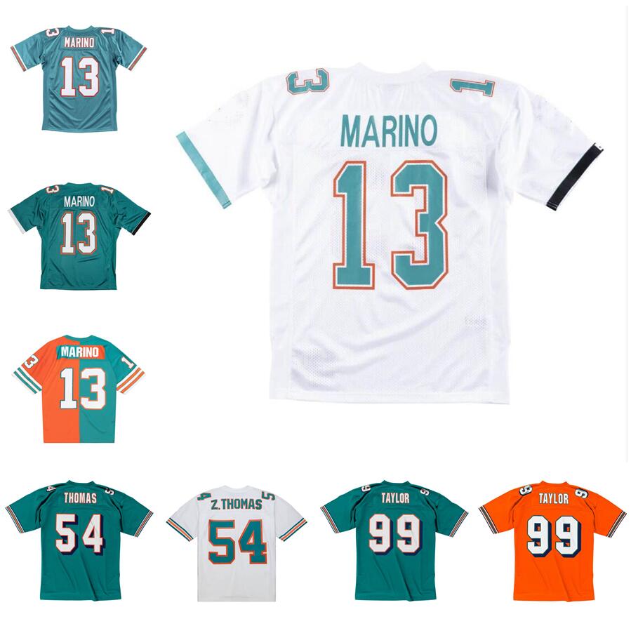 Stitched football Jersey 13 Dan Marino 99 Jason Taylor 12 Bob Griese 39 Larry Csonka 54 Zach Thomas 1972-2006 mesh retro Rugby jerseys Men Youth S-6XL