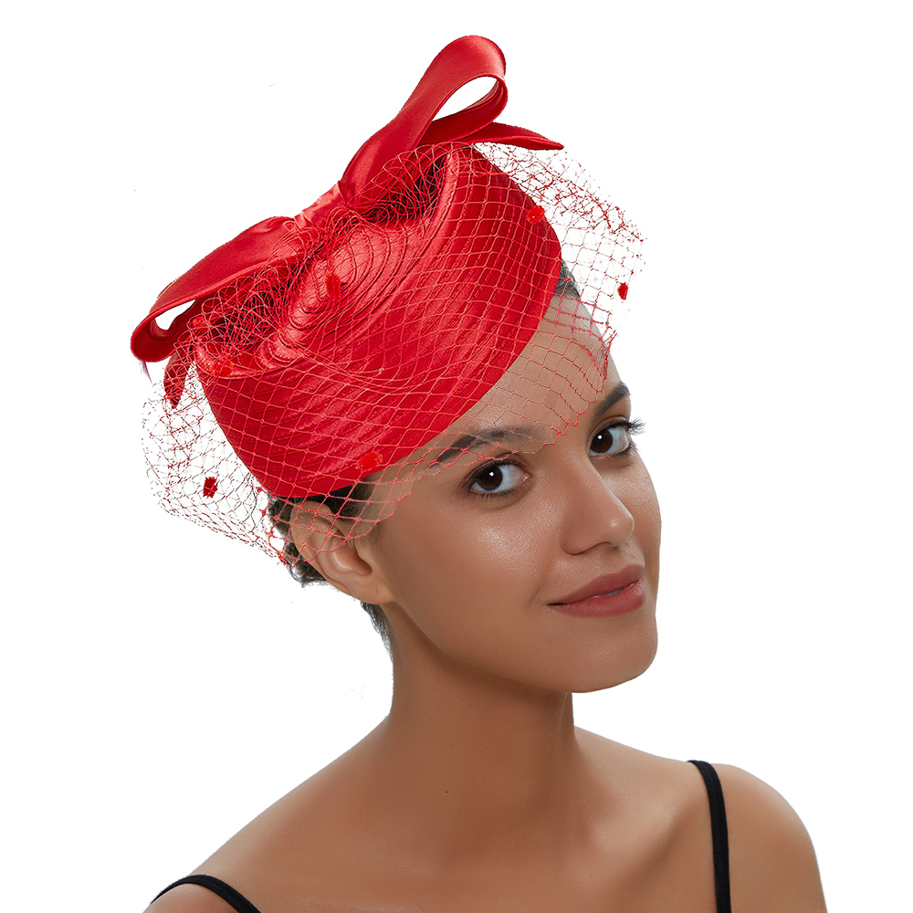 Wide Brim Hats Bucket Elegant Kentucky Hat Fascinator for Women Tea Party Birdcage Veil Satin Derby Pillbox 230729
