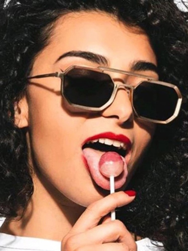 Sunglasses Classic Metal Punk Square Men Women Retro Double Bridges Fashion Woman Polygon Trendy Vintage Shades UV400 230729