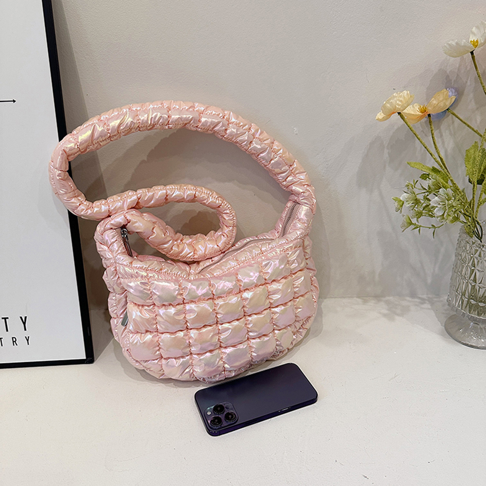 Evening Bag Travel Handbags Quilted Pleated Bubbles Cotton Padded Bag Embroidery Thread Colorful Fashion Casual Messenger 230729