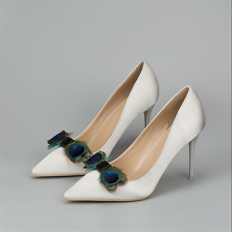 Shoe Parts Accessories 2 PCS Peacocks Feathers Shoe Accessories Bow Shoe Clips Pairs Women High Heels Decorations for Party Shoes 230729