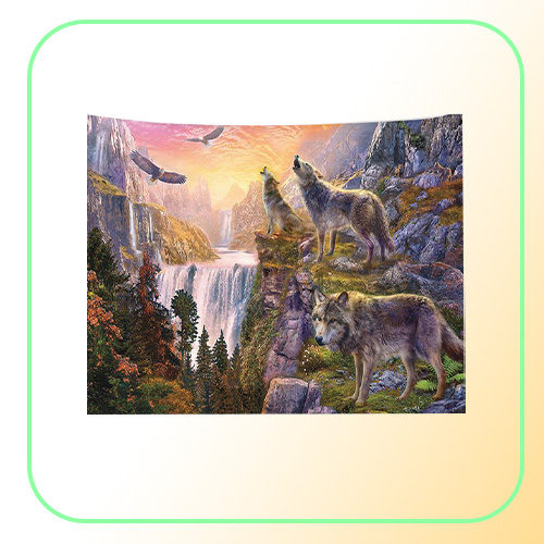 nordic animal wall hanging tapestry decorative wolf cloth home room decor winter farmhouse tenture mural3959841