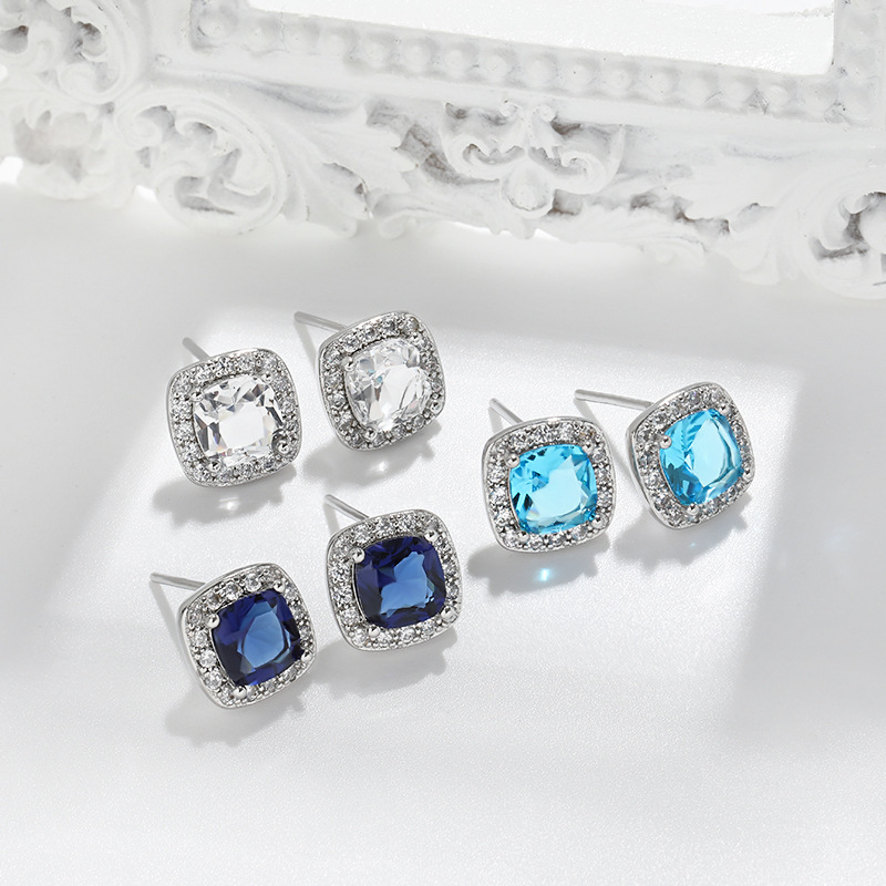 Sparkling Square Design CZ Earrings with Anti-Tarnish Feature for Special Occasions