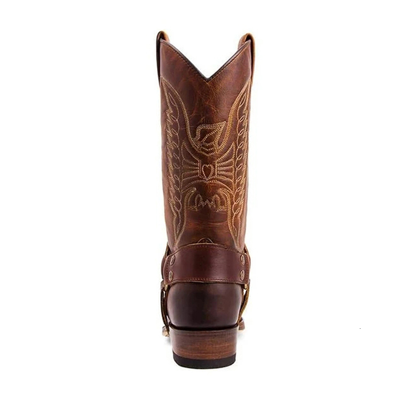 Boots Autumn Winter Women's Fashion Vintage Long Boots Causal Embroidery Leather Boots Low Heel West Cowboy Style Tall Boots Women 230729