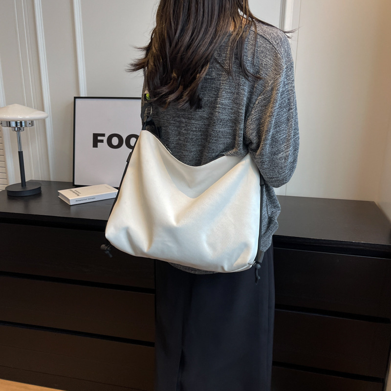 Evening Bags Lovers Beige Laptop Shoulder Bag Japanese Colored Elastic Rope Unisex Students Handbag Stylish Nylon Sweethearts Crossbody 230729