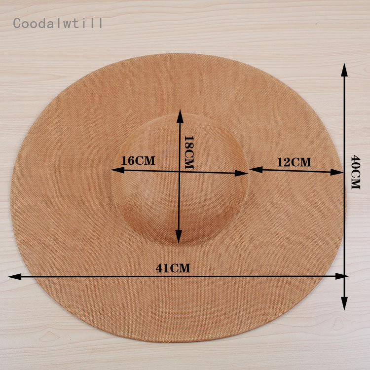 Stingy Brim Hats 40CM Fascinators Base For Wedding Millinery Supplies DIY Hair Accessories Hat Women Kenducky Church Headpiece Big Pillbox Cap 230729