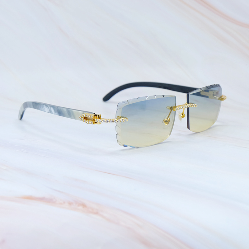 Moissanite Genuine Marble Buffalo Sunglasses Dia Cut Natural Horn Desinger Sun Glasses Carter Mens Decoration 012 Shades Eyewear