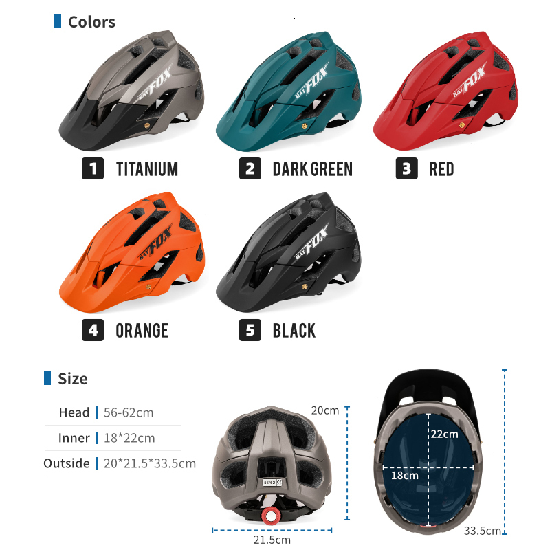 Cycling Helmets BATFOX Helmet Bike MTB Bicycle Orange Men Women Mountain Road Integrally Molded Sport 230728