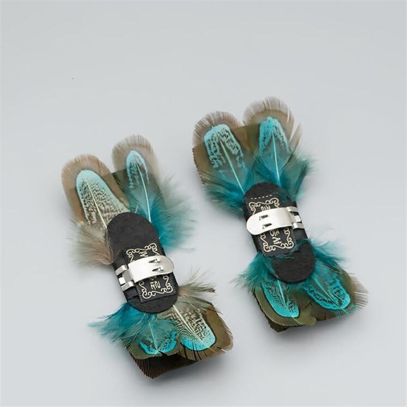 Shoe Parts Accessories 2 PCS Peacocks Feathers Shoe Accessories Bow Shoe Clips Pairs Women High Heels Decorations for Party Shoes 230729