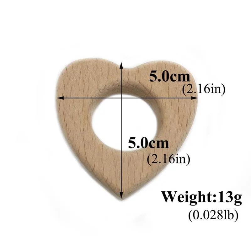 Hot Newborn Gift Baby Wood Teether Wooden Soother Heart Shape Teething Toy Organic Baby Toy Baby Pacify TeetherZZ
