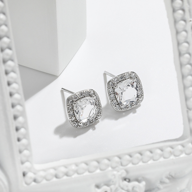 Sparkling Square Design CZ Earrings with Anti-Tarnish Feature for Special Occasions
