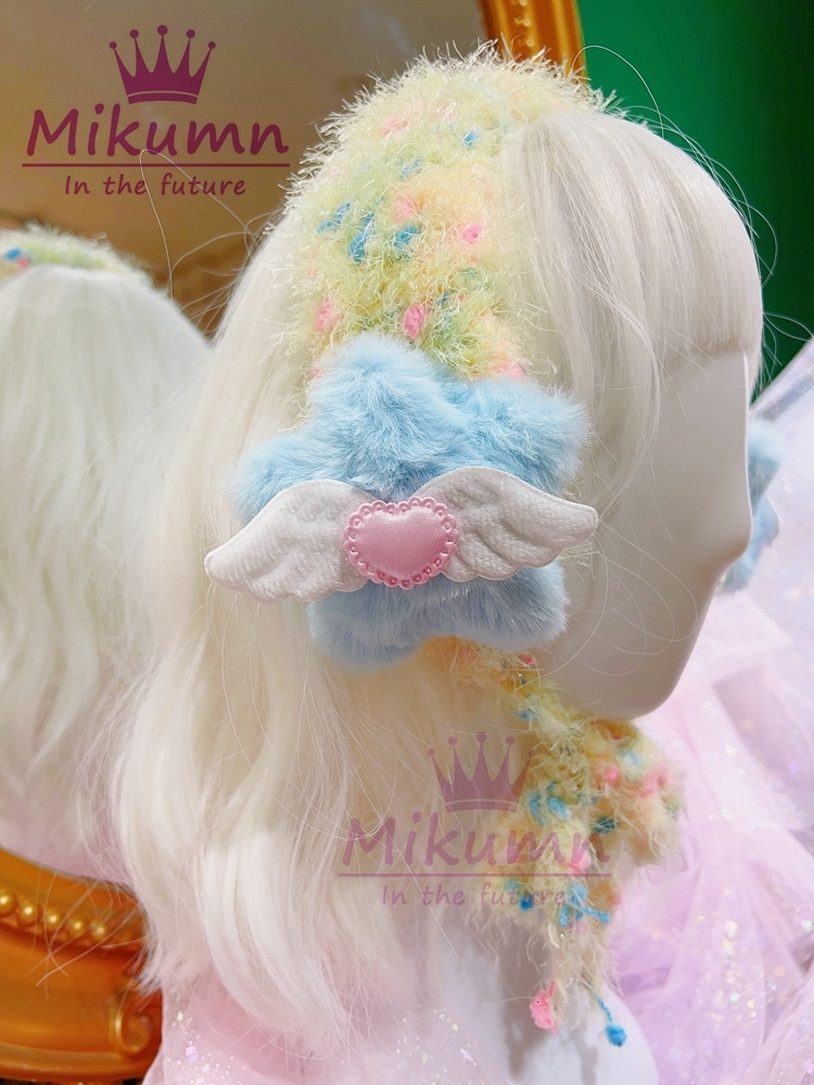 Headwear Hair Accessories Harajuku Girls Blue Beige Pink Knitted Headbands Y2K Aesthetic Kawaii Plush Star Wings Earmuffs Hairbands Warm Accessory 230