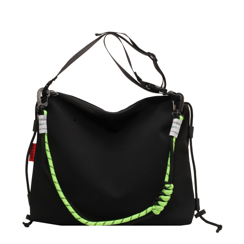 Evening Bags Lovers Beige Laptop Shoulder Bag Japanese Colored Elastic Rope Unisex Students Handbag Stylish Nylon Sweethearts Crossbody 230729