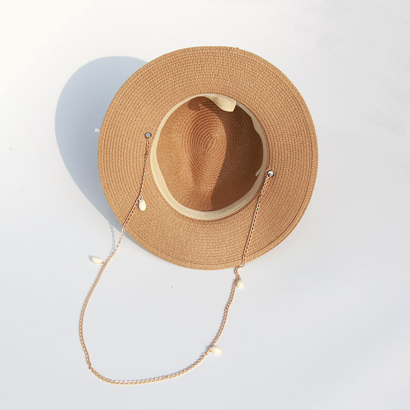 Wide Brim Hats Bucket Chain Panama For Women Fashion Shell Beach Boat Sun Ladies Summer Vacation Gifts Wholesale 230729