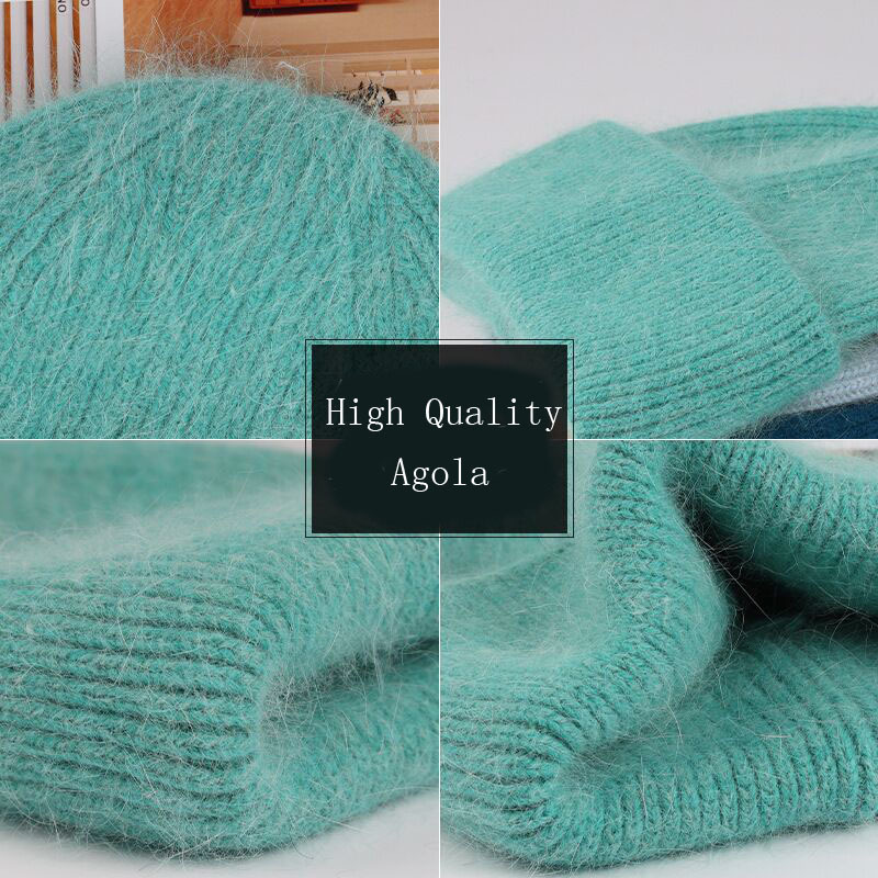 Beanie Skull Caps Xthree Winter Hat for Women Angola Beanie Knitted Rabbit Fur Skullies Warm Bonnet Cap Female Hats Girl 230729