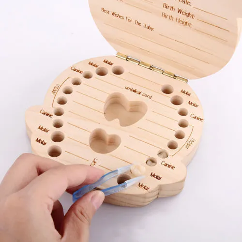 Kids Baby Keepsakes Wood Tooth Fairy Box Save Milk Teeth Organizer Storage Box 2 Styles ZZ