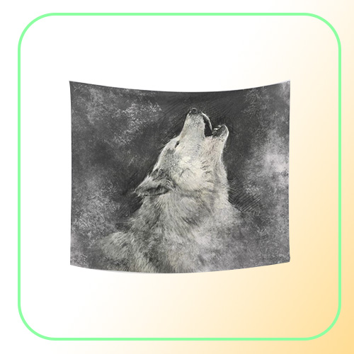 nordic animal wall hanging tapestry decorative wolf cloth home room decor winter farmhouse tenture mural3959841