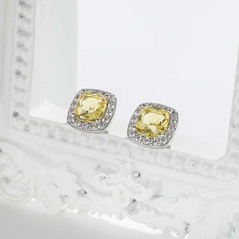 Sparkling Square Design CZ Earrings with Anti-Tarnish Feature for Special Occasions