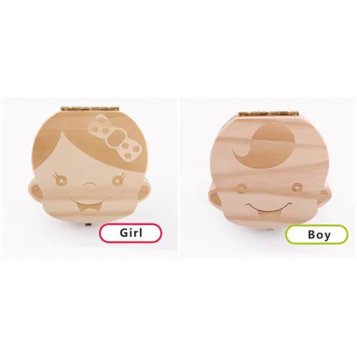 Kids Baby Keepsakes Wood Tooth Fairy Box Save Milk Teeth Organizer Storage Box 2 Styles ZZ
