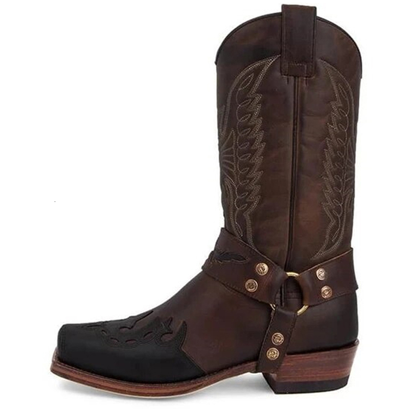 Boots Autumn Winter Women's Fashion Vintage Long Boots Causal Embroidery Leather Boots Low Heel West Cowboy Style Tall Boots Women 230729