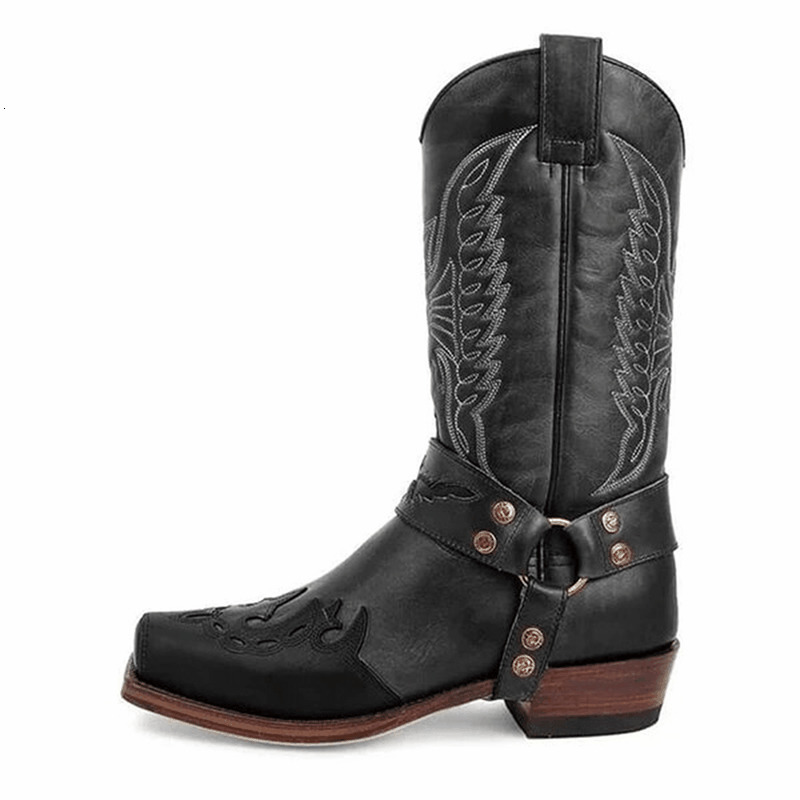 Boots Autumn Winter Women's Fashion Vintage Long Boots Causal Embroidery Leather Boots Low Heel West Cowboy Style Tall Boots Women 230729