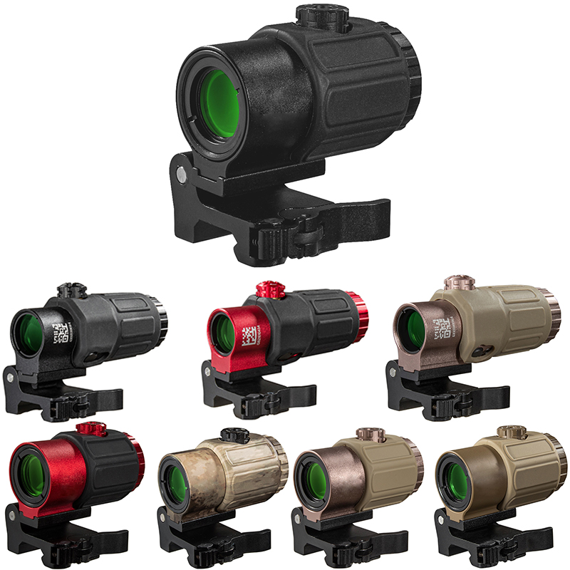 Tactical G43 Magnifier Optics G33 Hunting Rifle 3X Magnifier Scope with Switch to Side STS Quick Detachable QD Mount Fit 20mm Rail