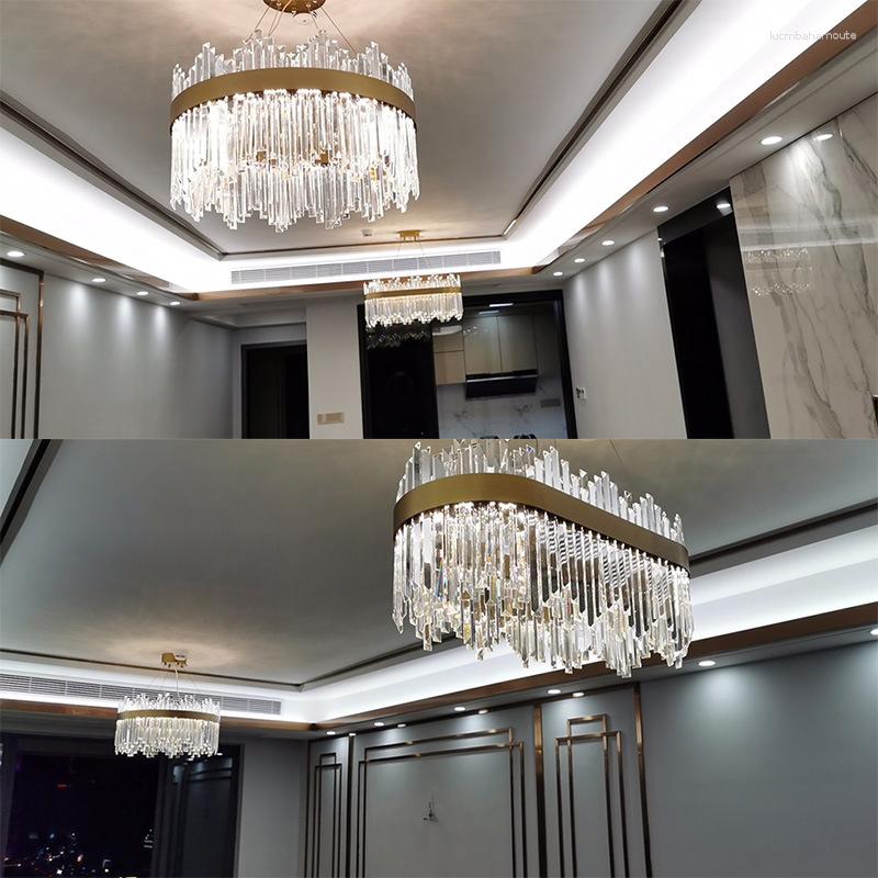 Led Chandeliers 3 Changeable Light Modern Ceiling Chandelier Round Crystal Hanging AC110V 220V Living Room Lamp Warm Home Luminaire