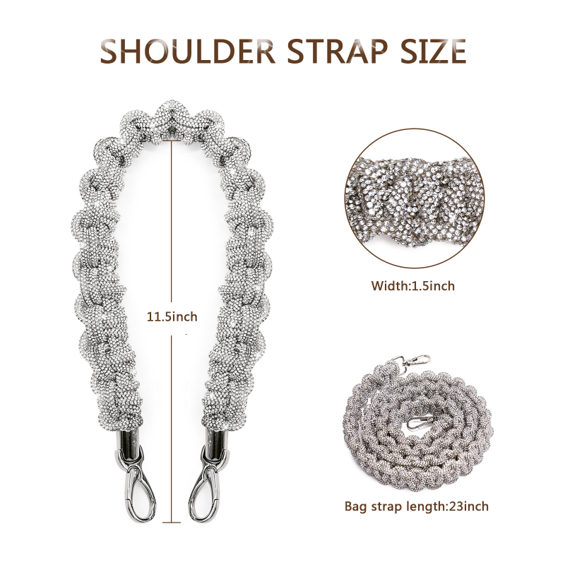 Bag Parts Accessories 23inch CRYSTAL STRAP Handmade Braided Woven Purse Handbag Crossbody 230729