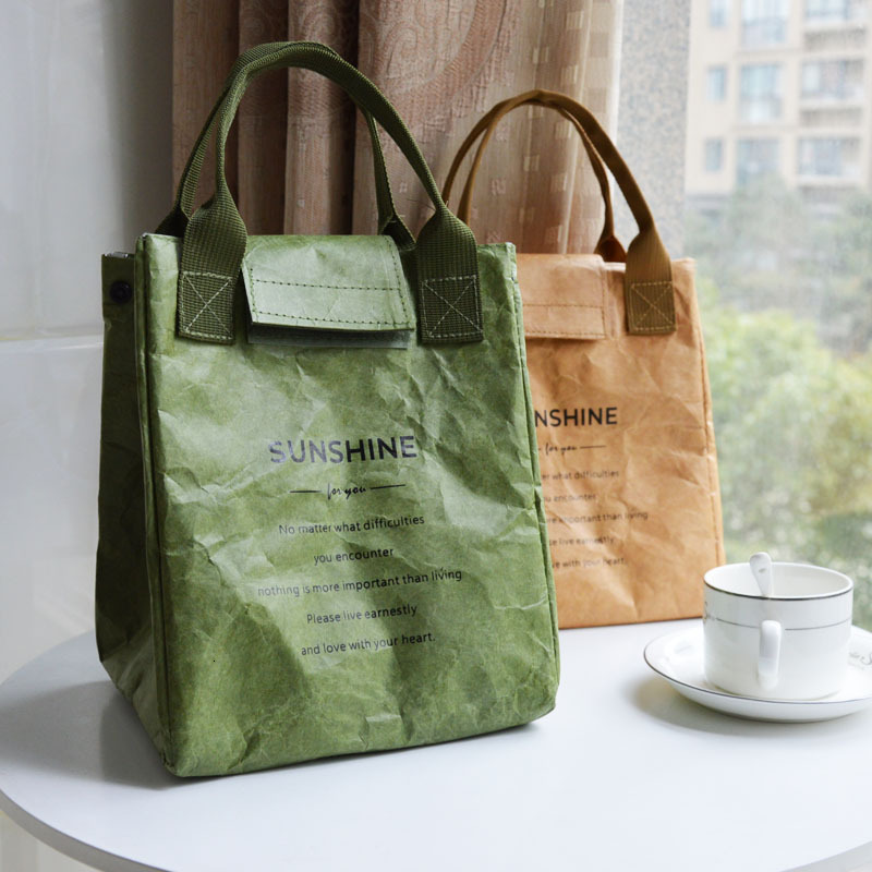 Evening Bags Paper Lunch Bag Waterproof Insulation Lengthen and Thicken Aluminum Foil Japanese Handbag Office Worker Student 230729