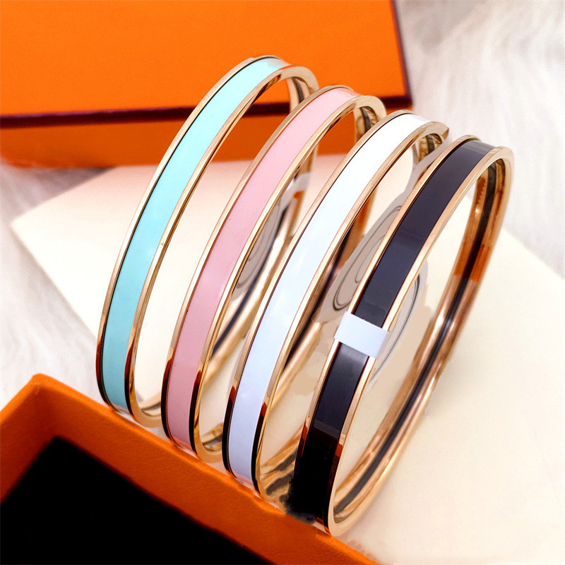 uni bracelets designer jewlery fashion bangle for women men lovers Multi color selection Titanium steel 18K gold plated Unisex wedding gifts silver charm bracelet