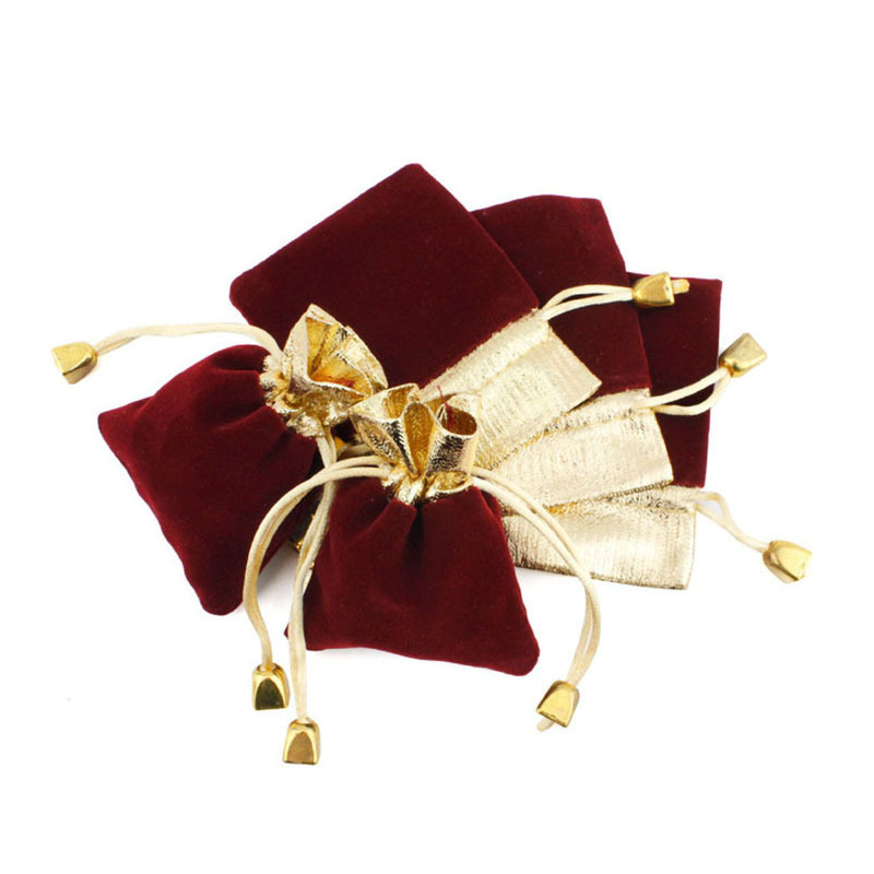 Jewelry Pouches Bags 50Pcslot Velvet Bag Flannel Jewelry Sachet Gold Plated Packaging Bag Drawstring Gift Bag 3 Specifications 230728