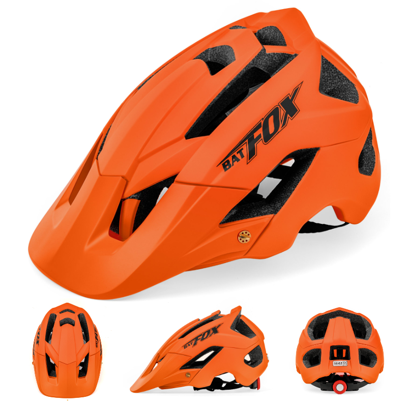 Cycling Helmets BATFOX Helmet Bike MTB Bicycle Orange Men Women Mountain Road Integrally Molded Sport 230728
