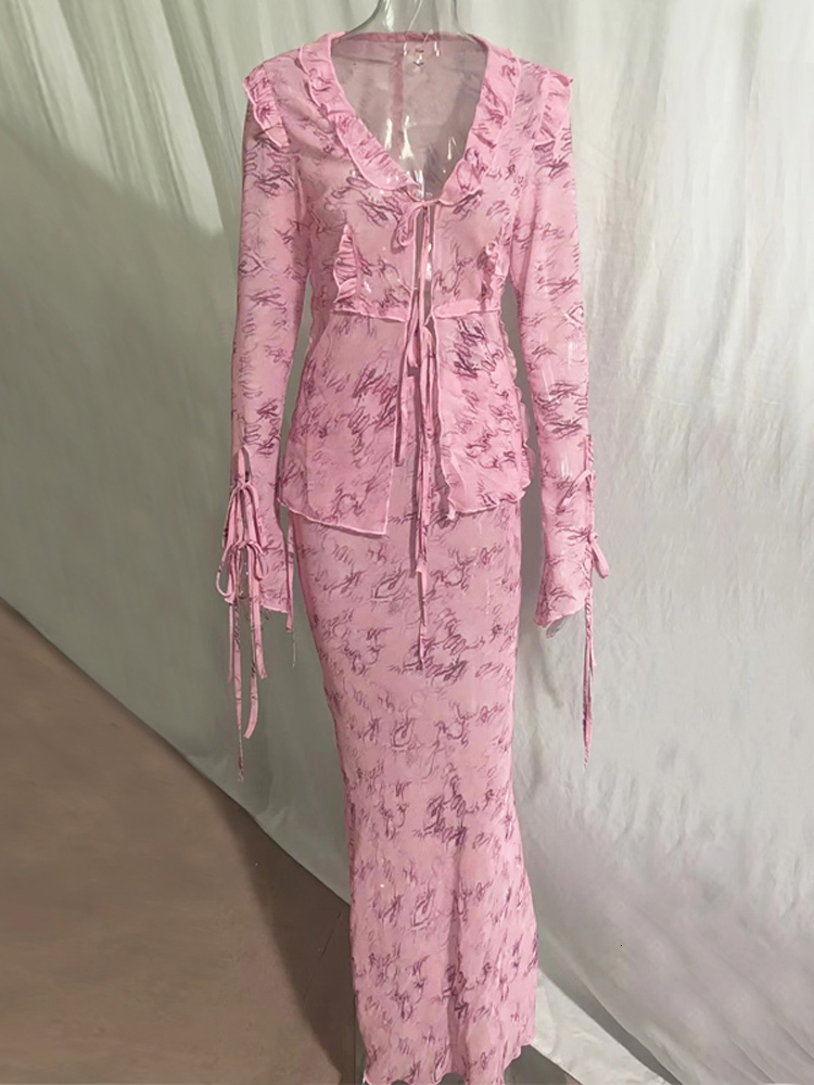 Two Piece Dress Leopard Print Beach Outfits For Women Long Sleeve Top And Skirt Two Piece Set Summer Vacation Outfits Long Skirt Co ord Sets 230729