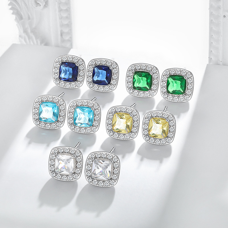 Sparkling Square Design CZ Earrings with Anti-Tarnish Feature for Special Occasions