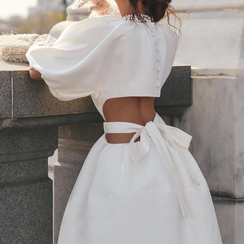 Casual Dresses Women Elegant Party Dress 2023 Sexy Solid Color High Waist Corset Hollow Out Back Single Breasted Evening Cocktail