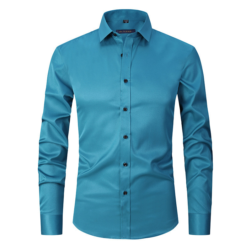 Men's Dress Shirts Micro Stretch Shirt Men Long Sleeve Outdoor 8XL Solid Color Business Long Sleeve Shirt Men Casual Male Social Formal Shirts 23