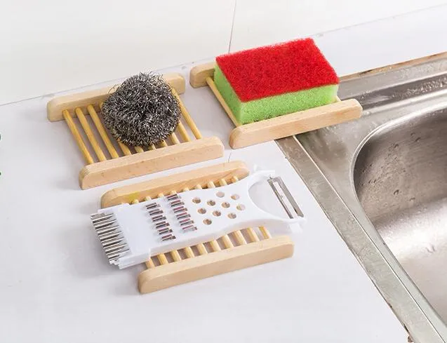 Natural Bamboo Trays Wooden Soap Dish Wooden Soap Tray Holder Rack Plate Box Container for Bath Shower Bathroom