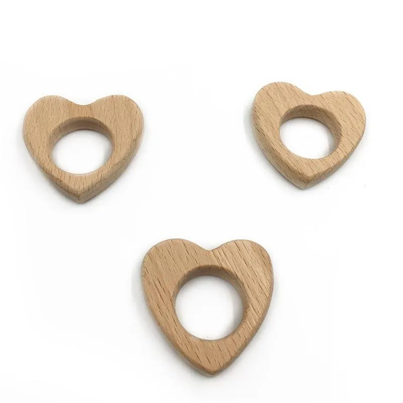 Hot Newborn Gift Baby Wood Teether Wooden Soother Heart Shape Teething Toy Organic Baby Toy Baby Pacify TeetherZZ