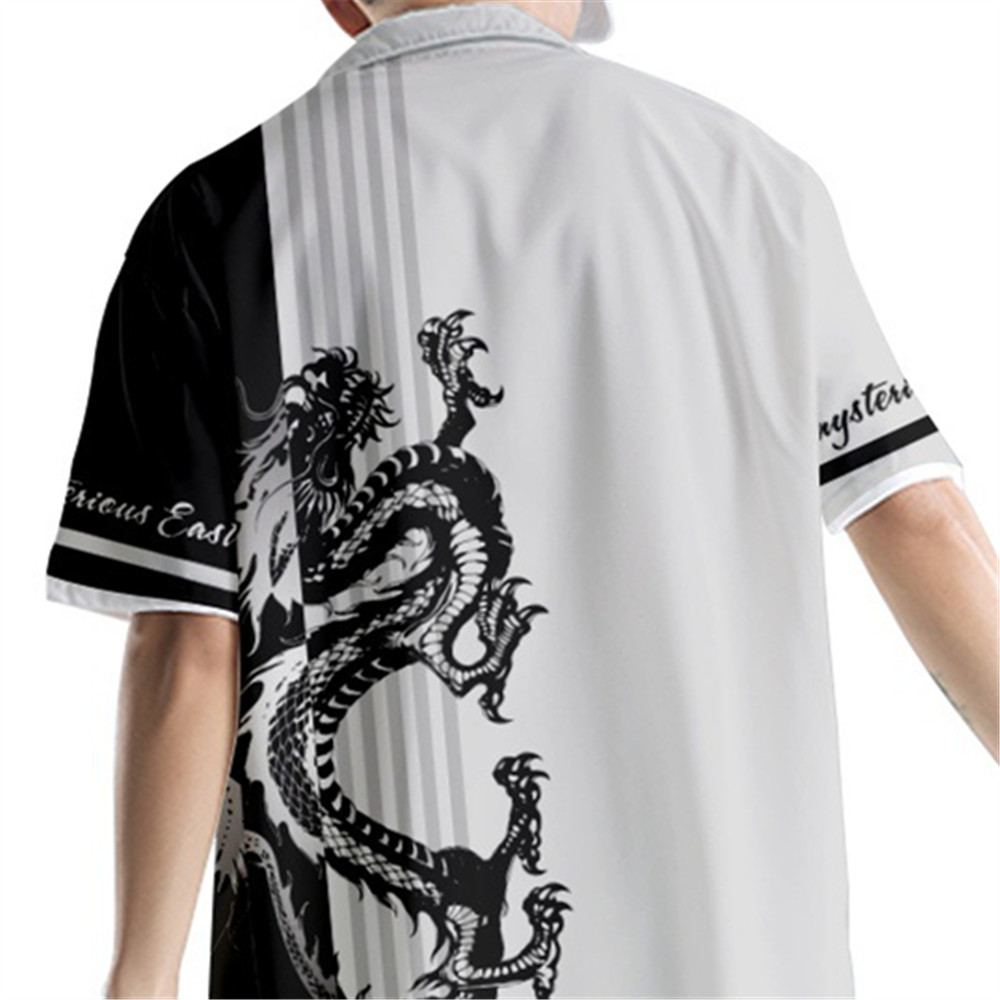 Mens clothing shirts men designer tops men's shirt new style summerShort sleeve shirt personality men casual beach top stand collar digital print