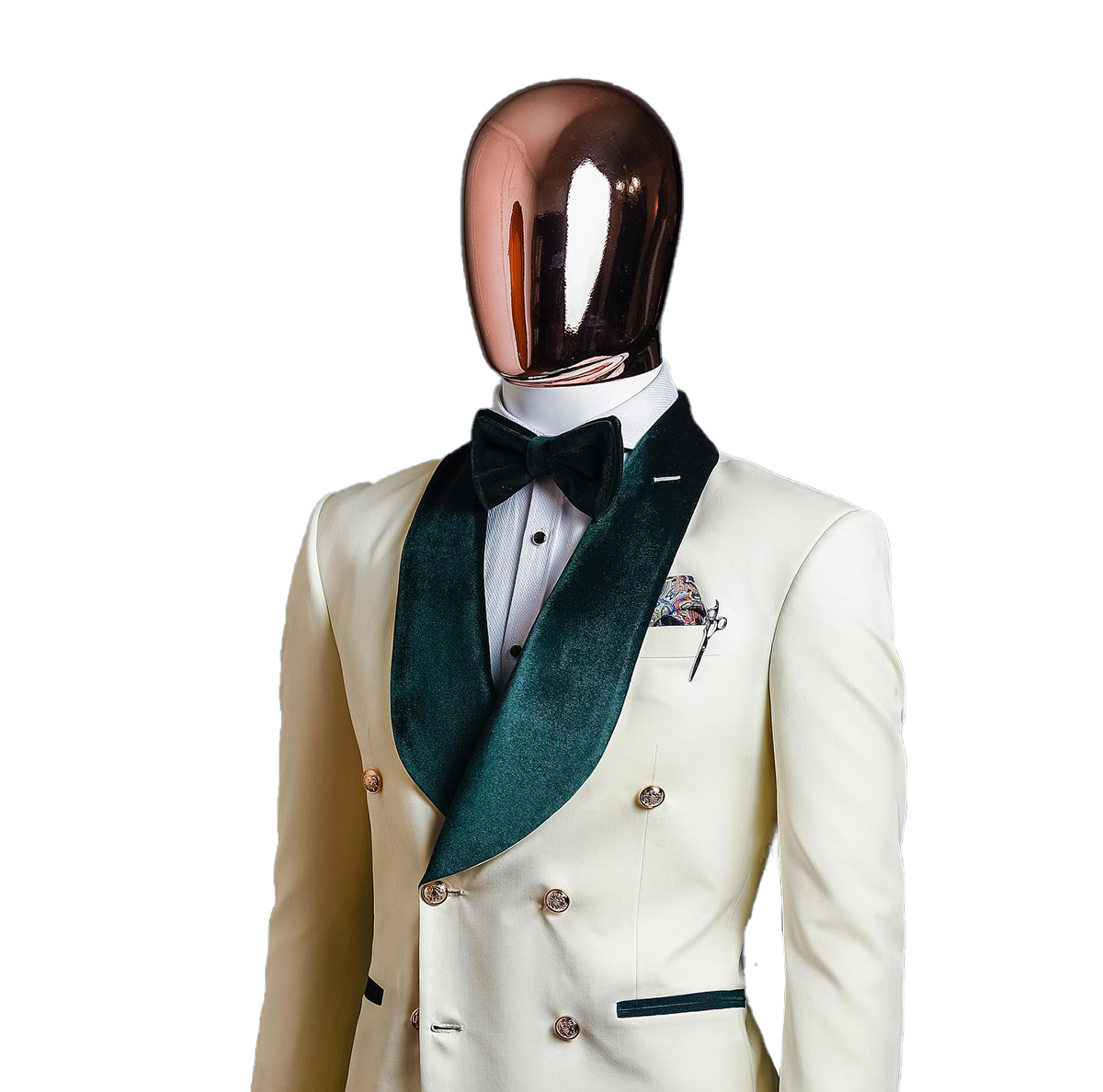 White Formal 1 Piece Wedding Tuxedos Men Suits Tuxedo Green Velvet Shawl Lapel Double Breasted Pockets Customize Coat Pants Fashion Formal Casual Prom