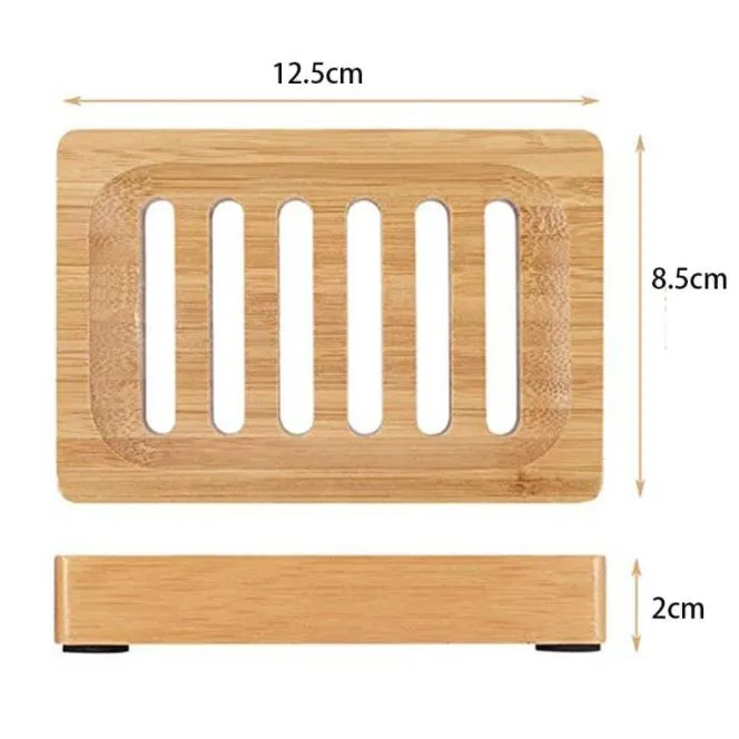 Simple Portable Wooden Natural Bamboo Soap Dishes Tray Holder Storage Soap Rack Plate Box Container Bathroom Soap Dish Storage Box