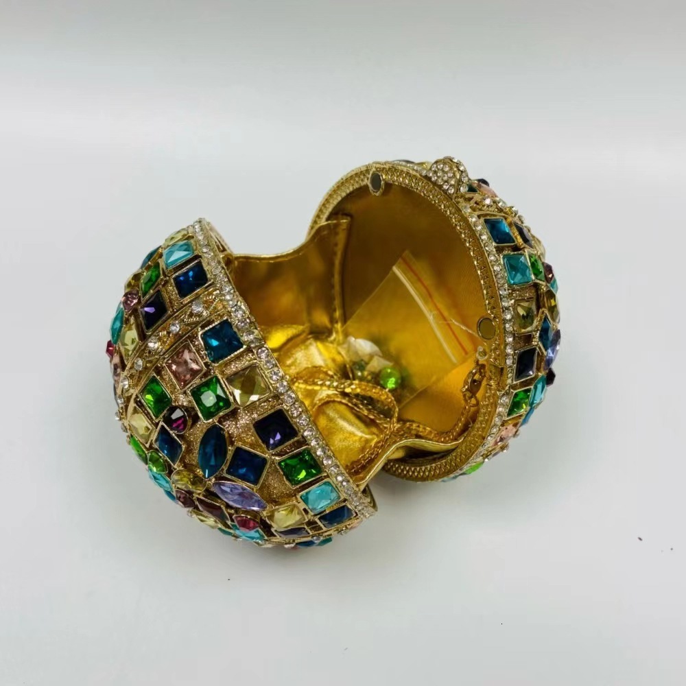 Evening Bag Multi Stones Clutch Purse Crystal Hard Case Metal Minaudiere Clutches Handbag Wedding Party 230729